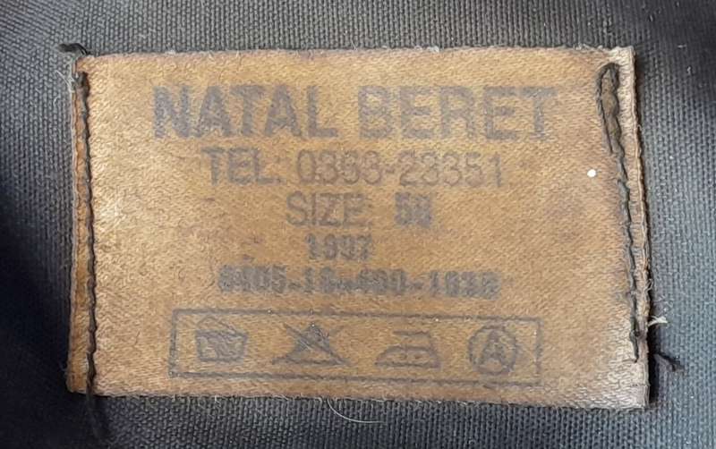 Vintage SADF Beret By "Natal Beret". Black. Dated : 1997. Size : 58.