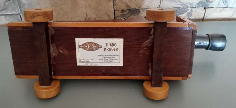 Vintage Large Hand Crafted Wooden Cannon Model By "Thabo Kruger, Zastron". 45cm Long.