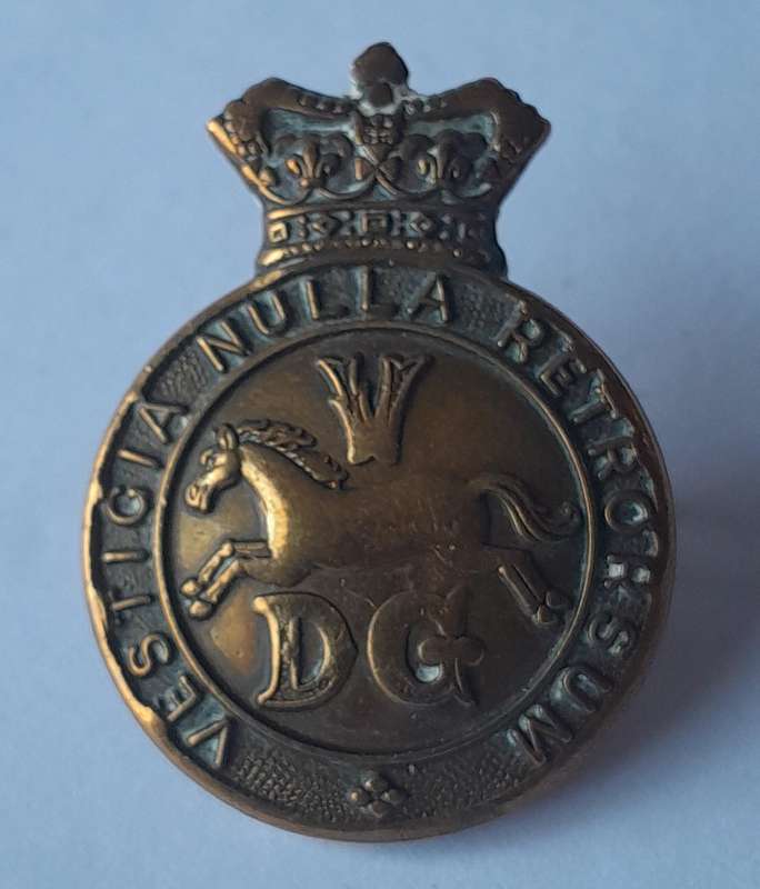 Victorian 5th Dragoon Guards QVC Badge. Boer War Era. Lugs Intact.