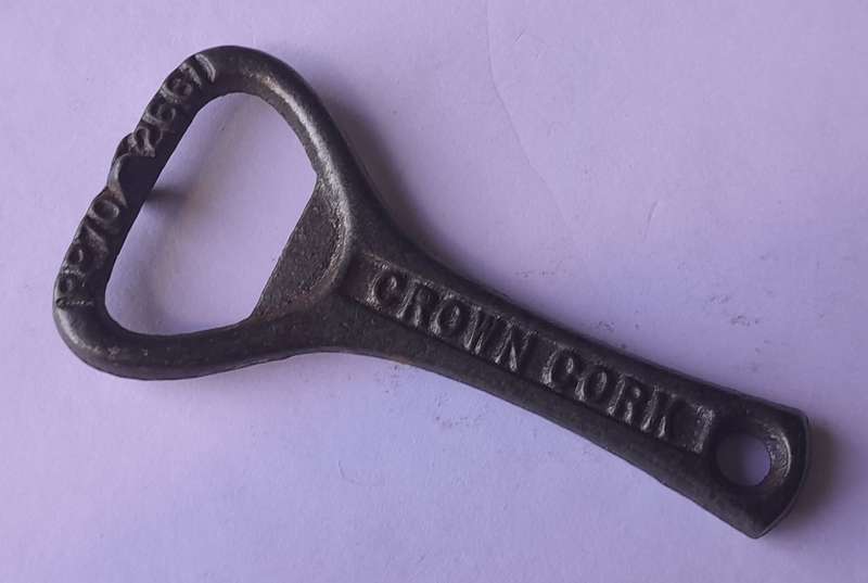 Antique Cast Iron "Crown Cork" Bottle Opener With Patent Number.