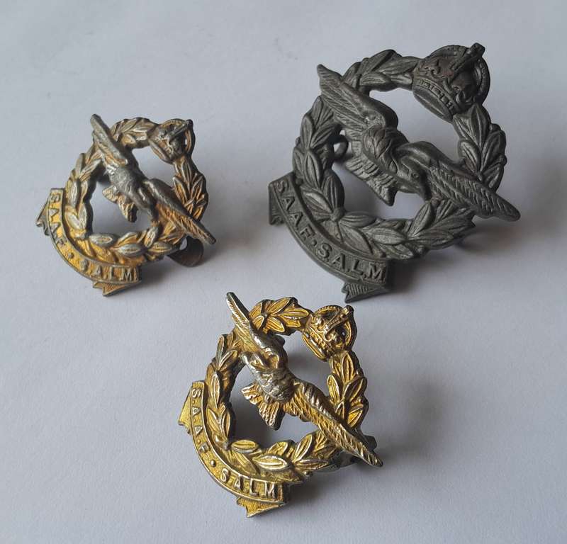 WW2 SA Airforce Badge Set.  Cap and Collars (Facing).