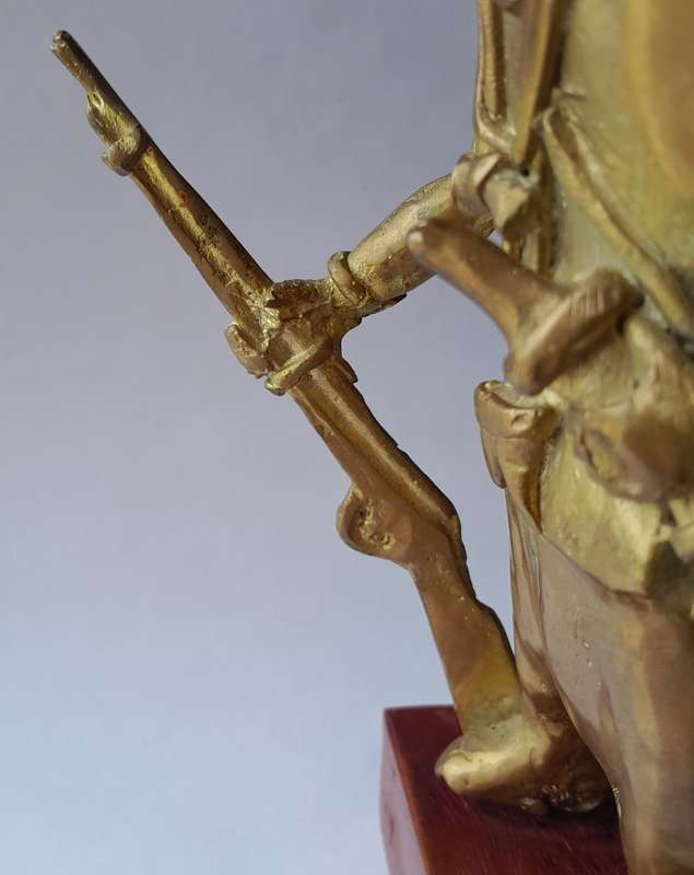 Early Heavy Cast Brass Warrior Statuette. 24cm High.