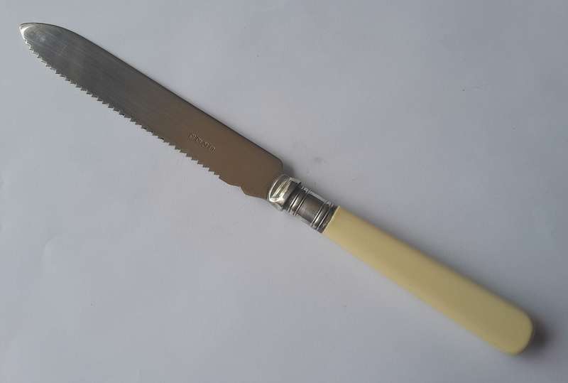 Vintage Sheffield Silver Plated Cake Knife With "Improved Saw Edge". In Original Box.