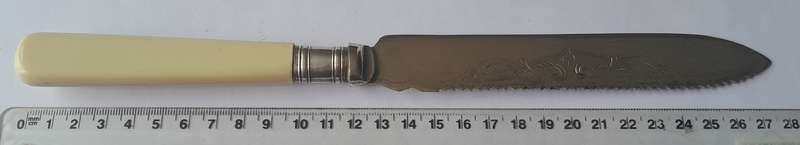 Vintage Sheffield Silver Plated Cake Knife With "Improved Saw Edge". In Original Box.