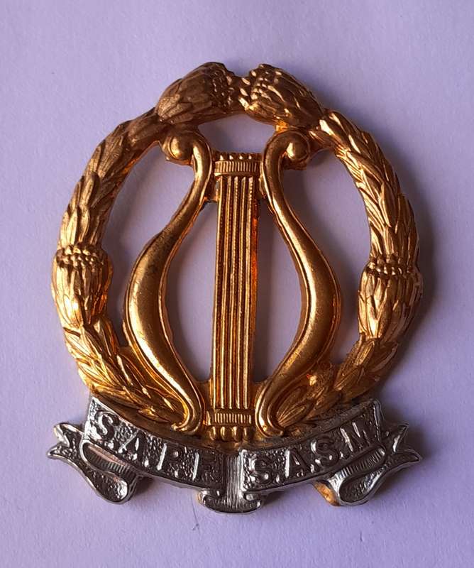 SADF Army Band Badge Set.  Cap, Collar and Lapel.