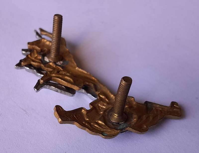SA Army Signal Corps Bi-Metal Beret Badge.  Lugs Intact.
