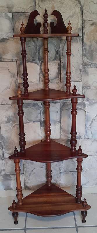Vintage Blackwood 4-Tier Corner Whatnot By Kluyts Of Knysna. 1.42m High.  Collection Only.