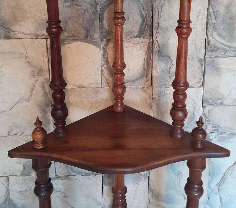Vintage Blackwood 4-Tier Corner Whatnot By Kluyts Of Knysna. 1.42m High.  Collection Only.