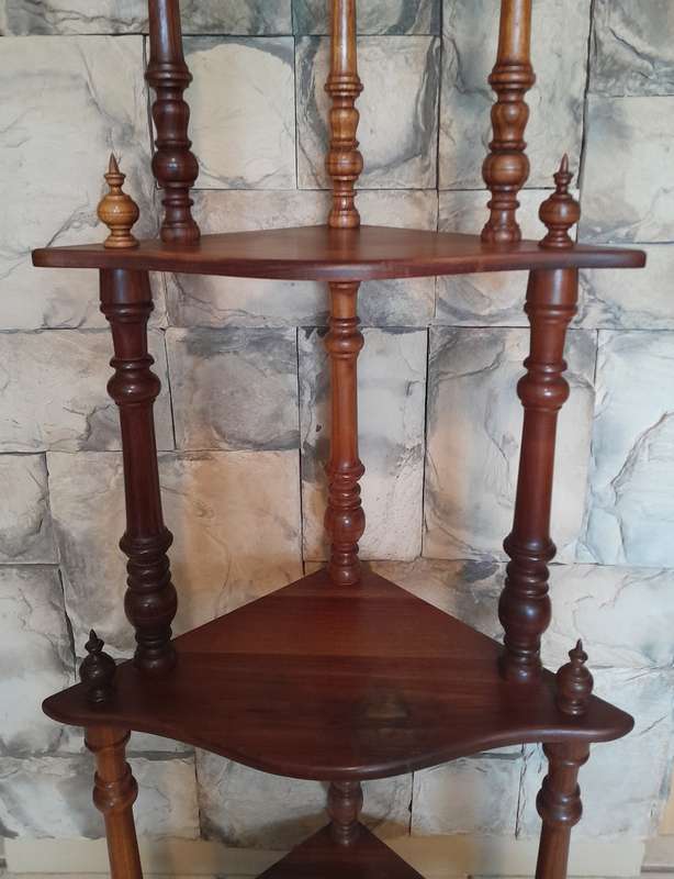 Vintage Blackwood 4-Tier Corner Whatnot By Kluyts Of Knysna. 1.42m High.  Collection Only.