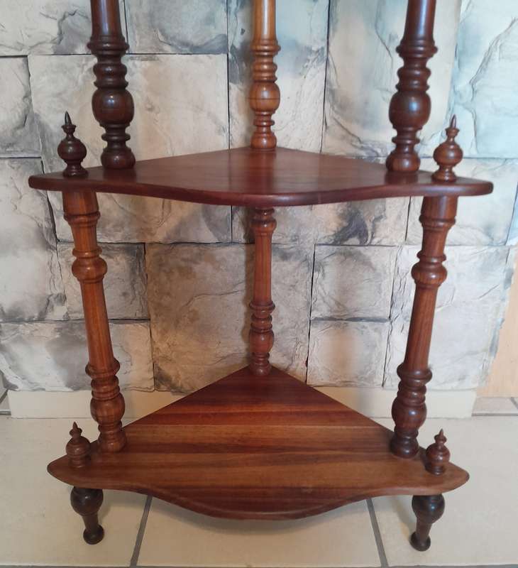 Vintage Blackwood 4-Tier Corner Whatnot By Kluyts Of Knysna. 1.42m High.  Collection Only.