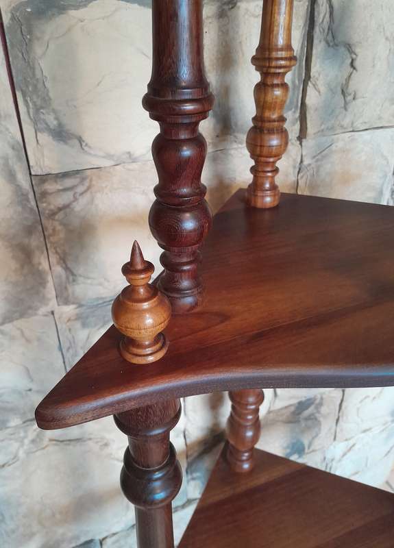 Vintage Blackwood 4-Tier Corner Whatnot By Kluyts Of Knysna. 1.42m High.  Collection Only.
