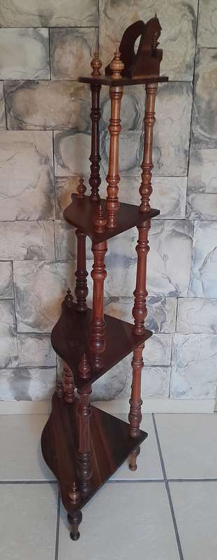 Vintage Blackwood 4-Tier Corner Whatnot By Kluyts Of Knysna. 1.42m High.  Collection Only.