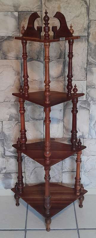 Vintage Blackwood 4-Tier Corner Whatnot By Kluyts Of Knysna. 1.42m High.  Collection Only.