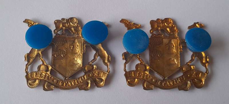 Pair SADF Sergeant Major Class 2 Gilt Badges. All Pins Intact.