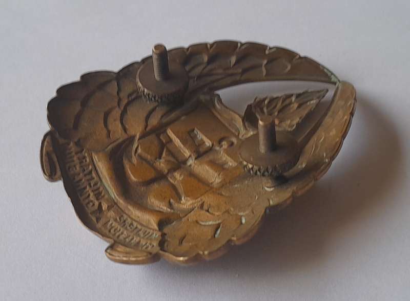 Early SADF Military Gymnasium Cap Badge.  Lugs Intact.