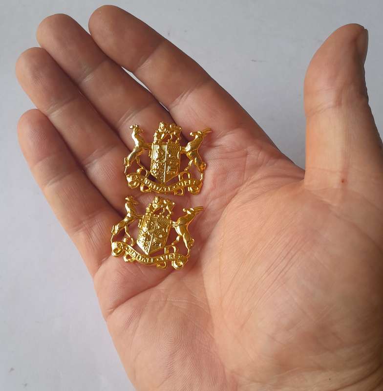 Pair SADF Sergeant Major Class 2 Gilt Badge.  All Pins Intact.