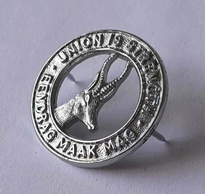 SA Army Infantry Chromed Collar Badge.  Pins Intact.
