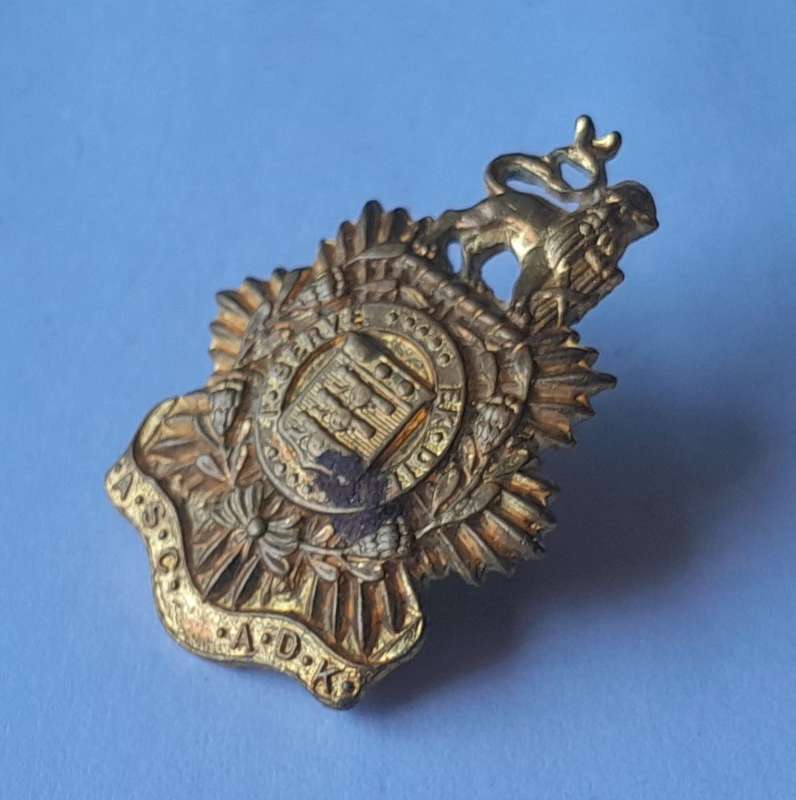 SA Army Service Corps Gilt Collar Badge.  Pins Intact.