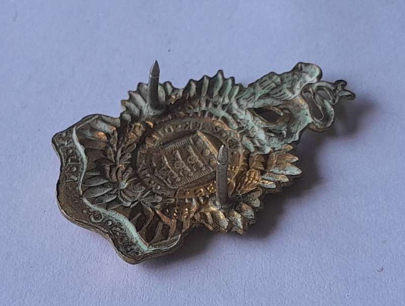 SA Army Service Corps Gilt Collar Badge.  Pins Intact.