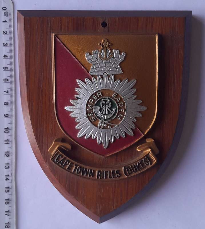Vintage Cape Town Rifles (Dukes) Plaque.