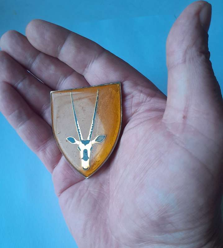 SADF 8 South African Infantry (8 SAI) Battalion Shoulder Flash.  All Pins Intact.