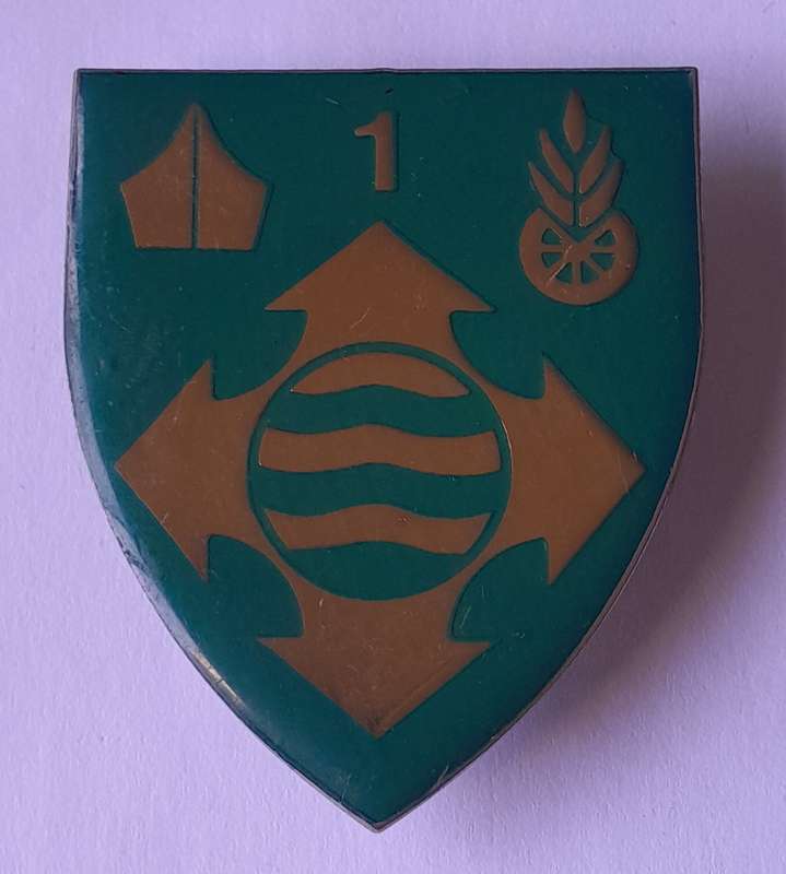 SADF Quartermaster General Composite Depot Shoulder Flash (RARE).  All Pins Intact.