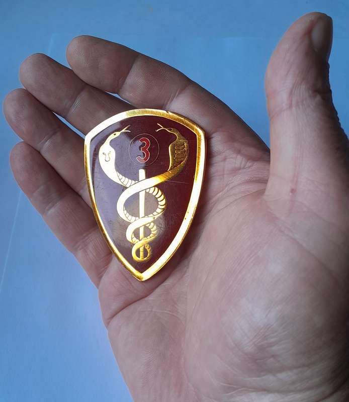 SADF 3 Military Hospital Shoulder Flash.  All Pins Intact.
