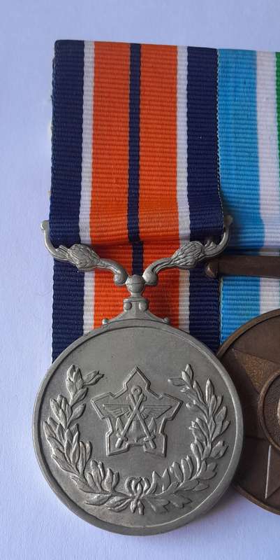 SADF Full Sized Court Mounted Medal Set.  General Service, Unitas, 10 Years Good Service.