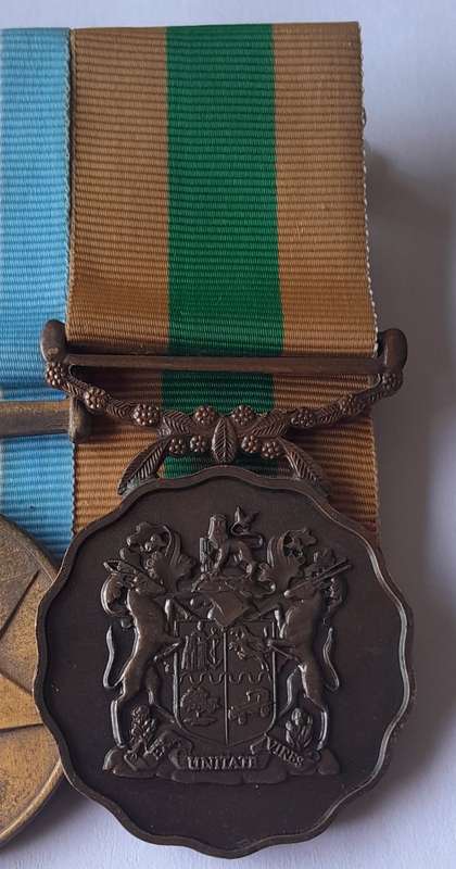 SADF Full Sized Court Mounted Medal Set.  General Service, Unitas, 10 Years Good Service.