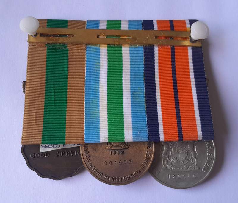 SADF Full Sized Court Mounted Medal Set.  General Service, Unitas, 10 Years Good Service.