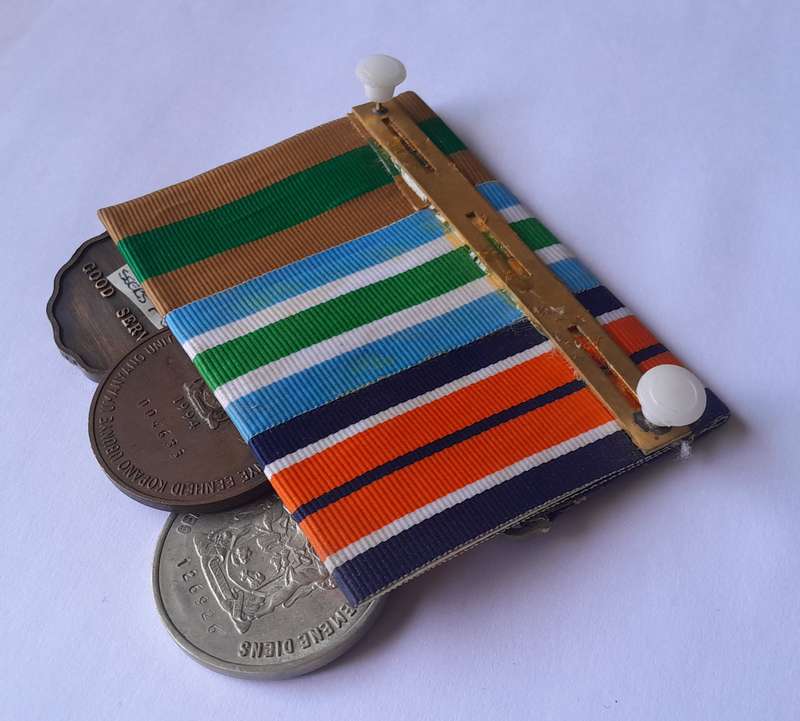 SADF Full Sized Court Mounted Medal Set.  General Service, Unitas, 10 Years Good Service.