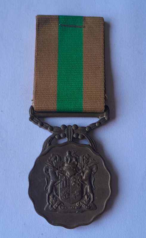 SADF Good Service 10 Years Bronze Full Sized Medal. Numbered.