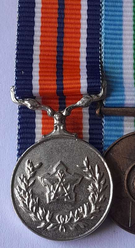 SADF Court Mounted Miniature Medal Set. General Service, Unitas, 10 Years Good Service.