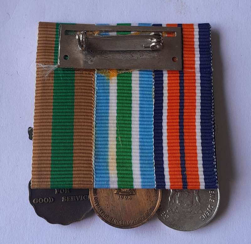 SADF Court Mounted Miniature Medal Set. General Service, Unitas, 10 Years Good Service.
