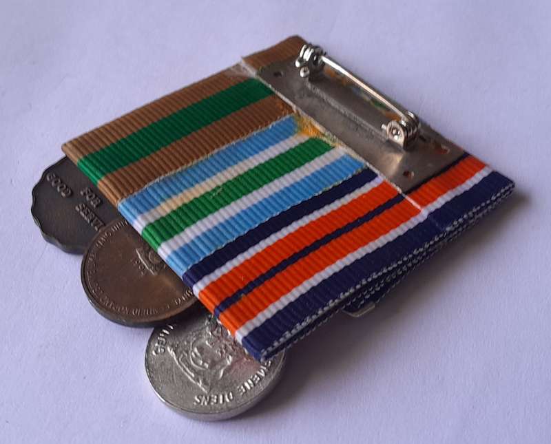 SADF Court Mounted Miniature Medal Set. General Service, Unitas, 10 Years Good Service.