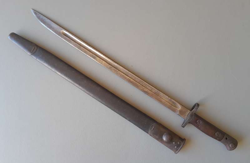 WW1 Chapman Bayonet With S.A. Union Broad Arrow.  Includes Scabbard.  Rare Maker.