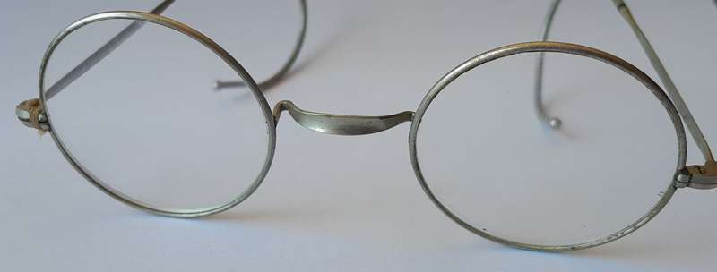 Antique Bi-Focal Eye Glasses With Case.