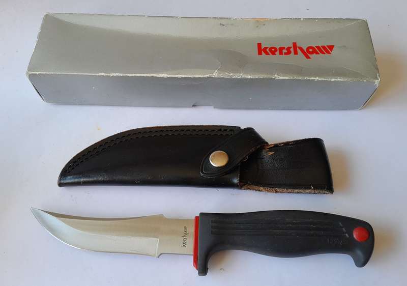 Vintage Kershaw 1011L Hunting Knife. Original Leather Sheath And Box.