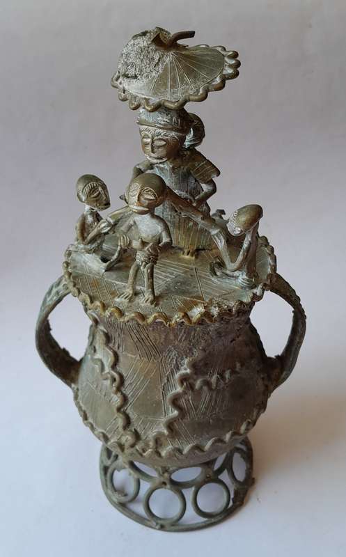 Antique Ashanti Tribal Bronze Urn.