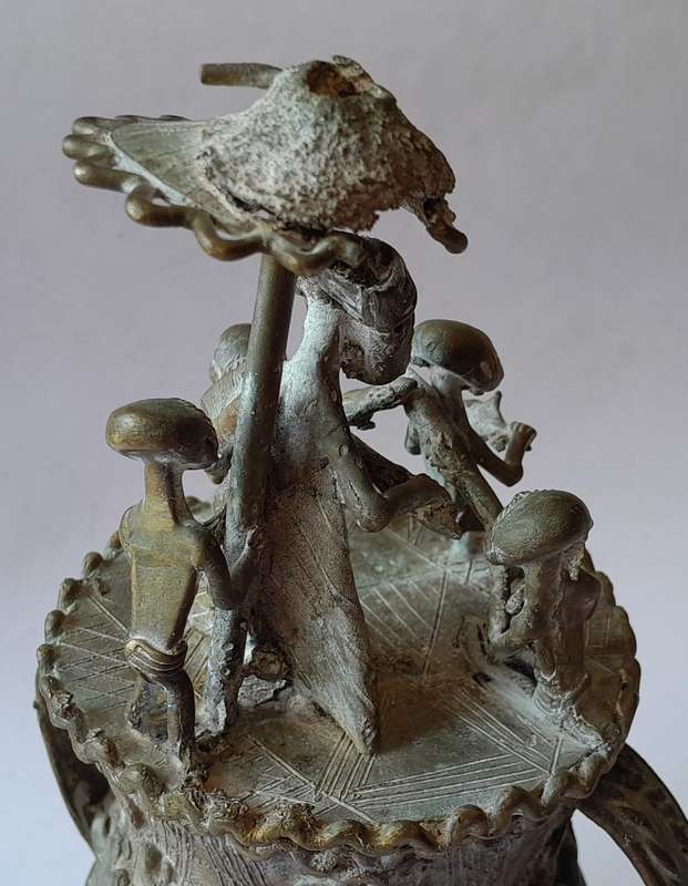 Antique Ashanti Tribal Bronze Urn.