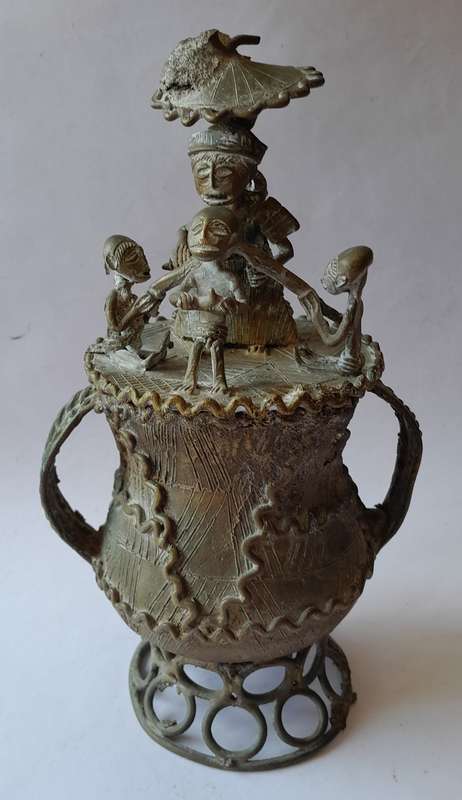 Antique Ashanti Tribal Bronze Urn.