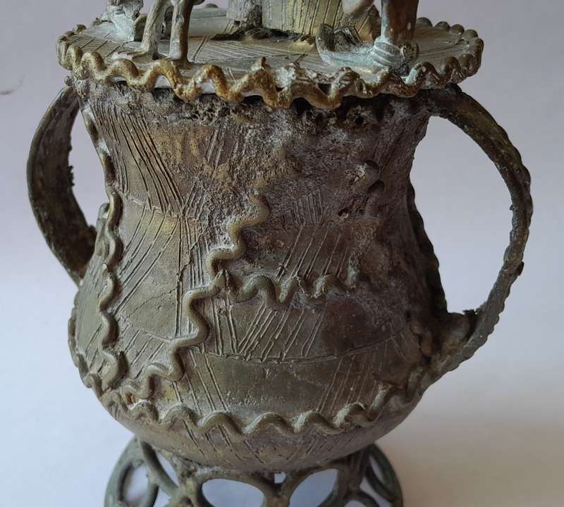 Antique Ashanti Tribal Bronze Urn.