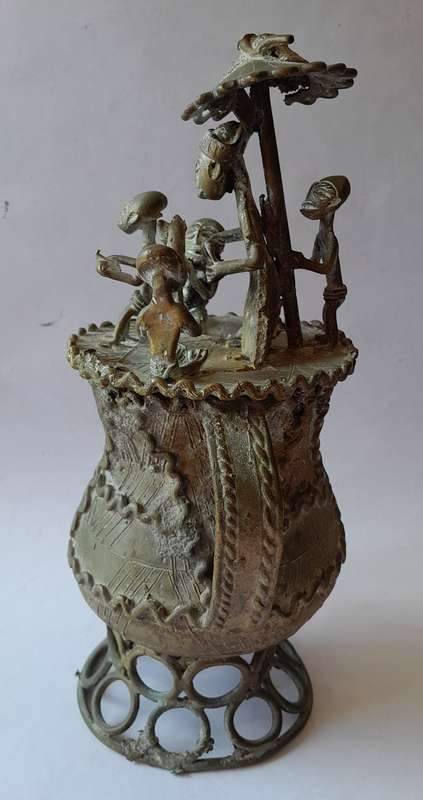Antique Ashanti Tribal Bronze Urn.