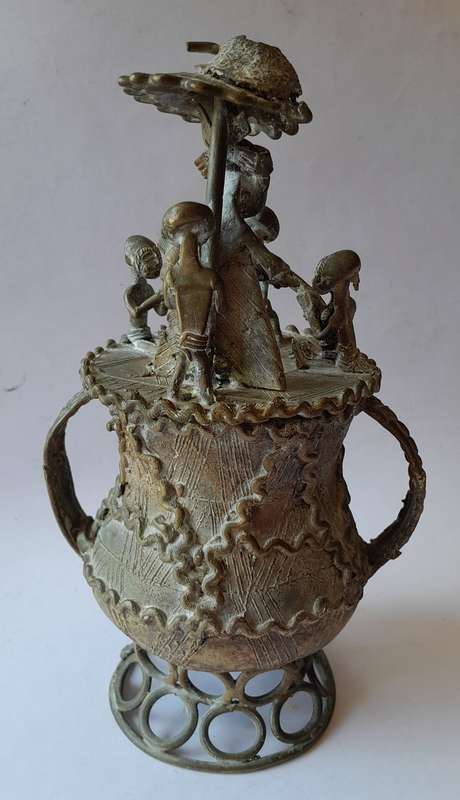 Antique Ashanti Tribal Bronze Urn.
