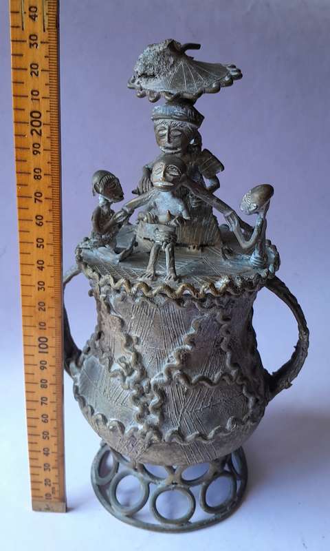 Antique Ashanti Tribal Bronze Urn.