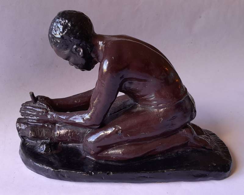 SA Artist Frederick Johannes Kruger (1907-1966) Glazed Clay Cast Sculpture. Signed.