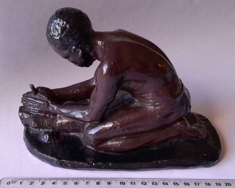SA Artist Frederick Johannes Kruger (1907-1966) Glazed Clay Cast Sculpture. Signed.