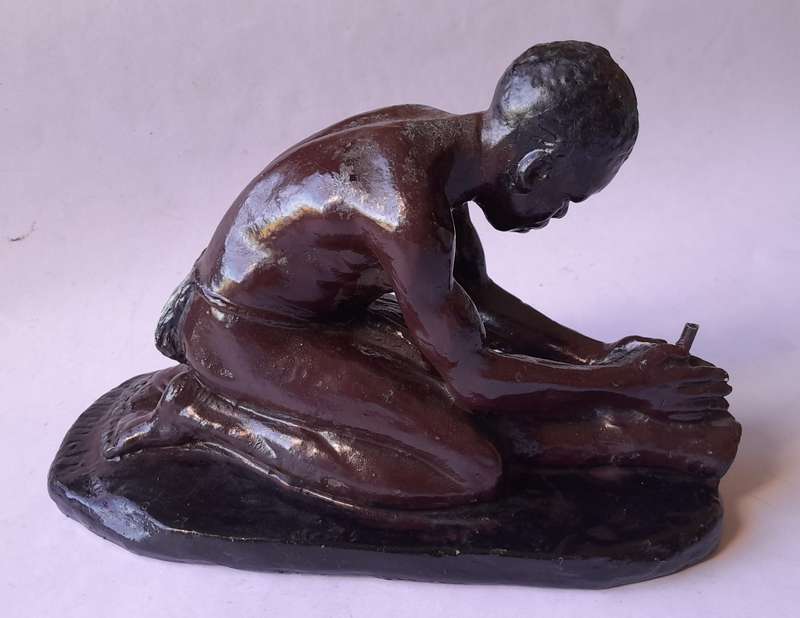 SA Artist Frederick Johannes Kruger (1907-1966) Glazed Clay Cast Sculpture. Signed.