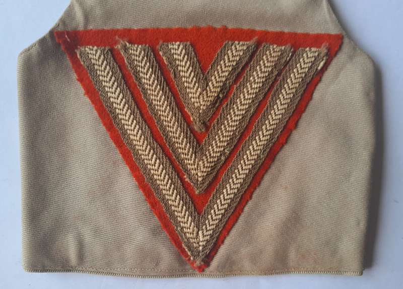 WW2 SA Army Sergeant's Rank Brassard With Orange S.P.F.S Backing.