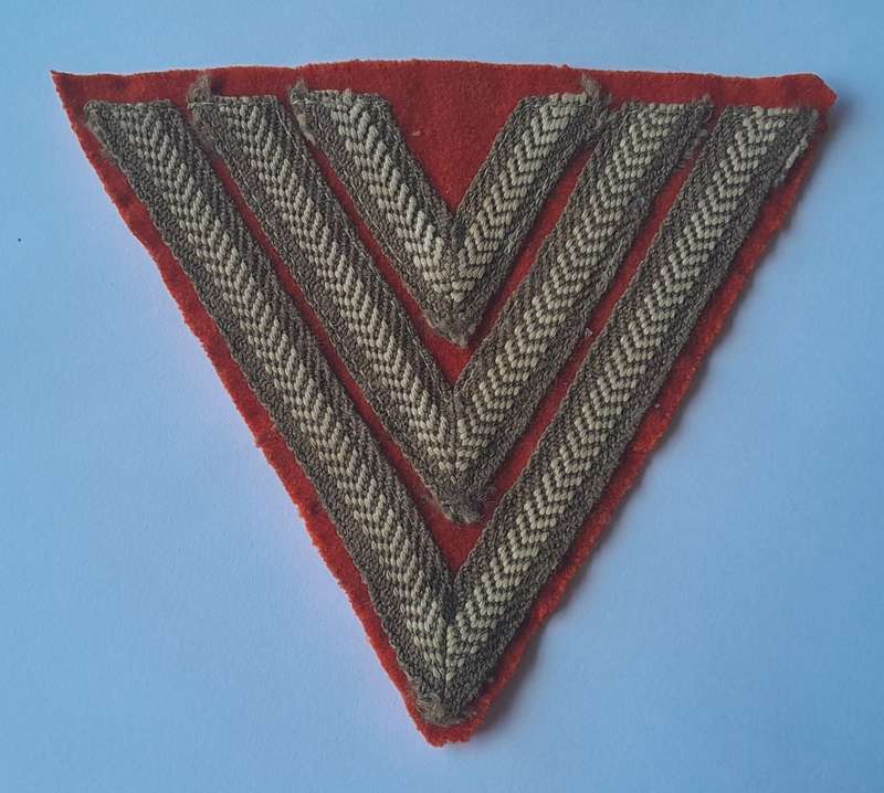 WW2 SA Army Sergeant's Rank Stripes With Orange S.P.F.S Backing.